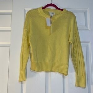 NWT For the Republic yellow crew neck ribbed sweater knit